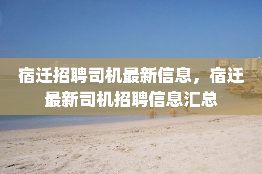 宿迁招聘司机最新信息,宿迁最新司机招聘信息汇总中山市多米克自动化设备有限公司