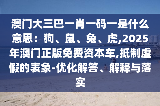 澳门大三巴一肖一码一是什么意思:狗、鼠、兔、虎,2025年澳门正版免费资本车,抵制虚假的表象-优化解答、解释与落实中山市多米克自动化设备有限公司